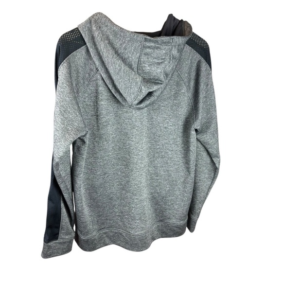 Under Armour Gray Zip Up Sweater with Hood and Ribbed Cuffs - Picture 2 of 4